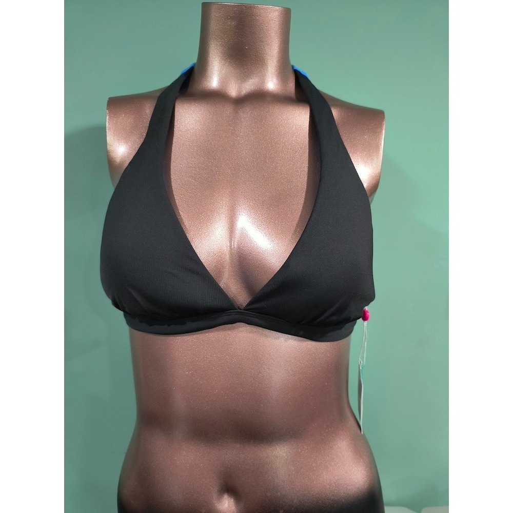 Echo Design Beach Womens‎ Black Blue Halter Bikini Top Swimwear New M